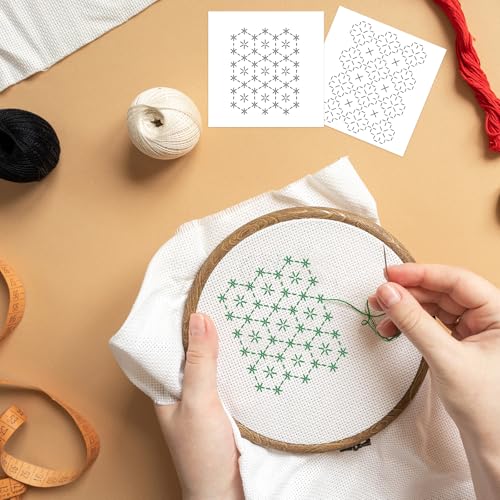 33 Pcs Plastic Sashiko Stencil 4.7 X 4.7 Inch Geometric Sashiko Pattern Template for Drawing Line Quilting Stencil Sewing Hand Quilting and Embroidery and Design Creativity DIY - color: White