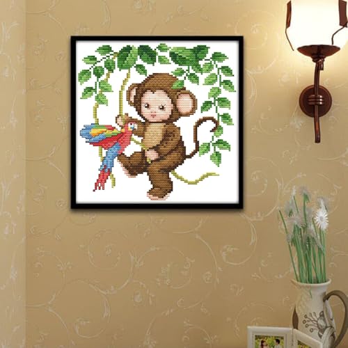 CaptainCrafts Cross Stitch Kits for Adults Stamped 11CT Monkey Pattern - color: Baby Monkey, size: Stamped