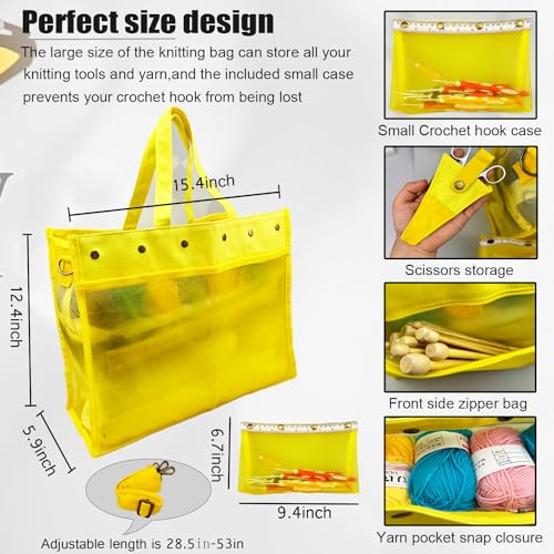 Knitting Bag Large Yarn Storage Organizer,Crochet Bags and Totes(Yellow) - color: Yellow