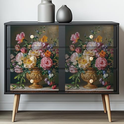 6 Sheets Large Flower Rub on Transfers for Furniture Vintage Floral Rub on Transfer Sticker for DIY Crafts Bird Iod Transfers Stickers for Wood Dresser Glass Window Decals Waterproof 6"x12" - style: Flowers and Birds