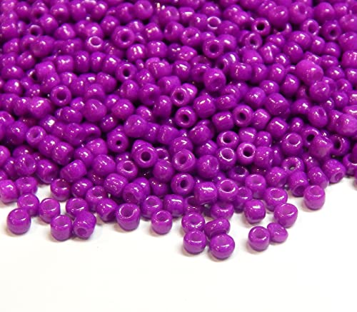 Perlin Glass Seed Beads 3mm 8/0 Round Mini Small Pony Beads 3300pcs for Making Earrings Bracelets Pendants Waist Jewelry DIY Handmade Opaque Color Kit (Dark Pruple, 2,6 mm ~ 3 mm) - color: Dark Pruple