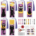 ACRNIGHEET 6PCS Cross Stitch Bookmark Kit for Beginner Stamped Cross Stitch Kits for Adults Cute Cat & Moon DIY Tassel Embroidery Bookmark Kits Needlepoint Kit with Instructions Gift 8.5''x3'' 11CT - style: Moon Cat with Tassel