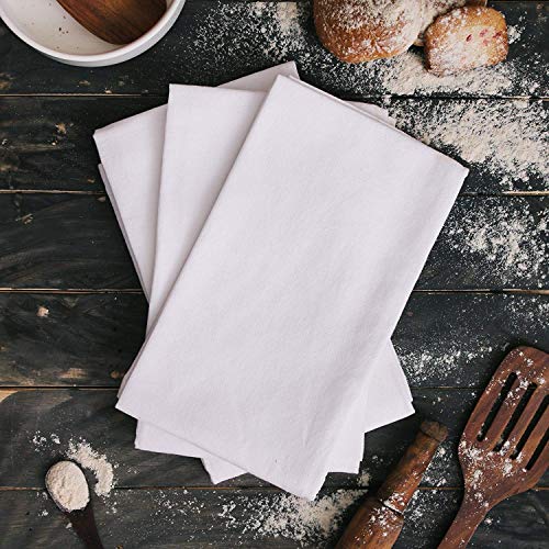 DG Collections 100% Cotton Flour Sack Towels – 12 Pack, 27x27 Inches, White, Lint-Free, Pre-Washed, Hemmed Edges – Reusable Kitchen Towels for Cleaning, Embroidery, Printing & Crafts - White - color: White, size: Set of 12 (27x27 inches)