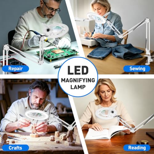 KIRKAS Magnifying Glass with Light, 2,200 Lumens Magnifying Lamp 12X - color: White 35in