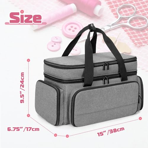 LUXJA Large Sewing Organizer Bag with 5 Detachable Dividers, Gray - color: Gray