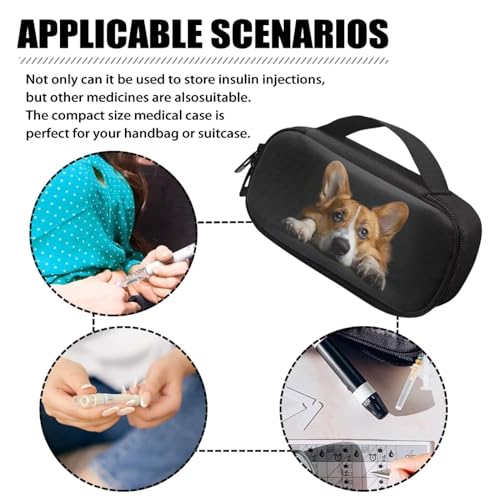 Corgi Dog Insulin Cooler Travel Case with Side Handle Diabetic Insulated Organizer Lightweight Cooling Travel Bag for Insulin Pen and Medication Diabetic Supplies - color: Corgi Dog