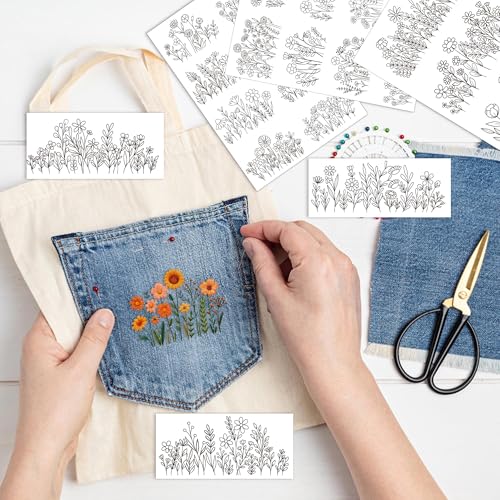 Water Soluble Embroidery Patterns, Stick and Stitch Paper for Sewing - style: Flower009