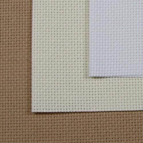 KCS 3 pc of 12" x 18" 14CT Counted Cotton Aida Cloth Cross Stitch Fabric (White+Cream+Khaki) - color: White+cream+khaki