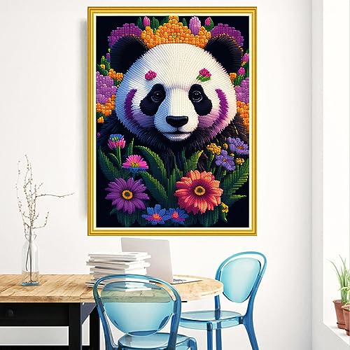 Redxing Stamped Cross Stitch Kits Embroidery kit for Beginners Adults Full Range of Embroidery Patterns Starter Kits DIY Printed Cross Stitch Kits Needlepoint Kits 11CT-Flower Panda 15.7x19.7 inch - color: Style 31
