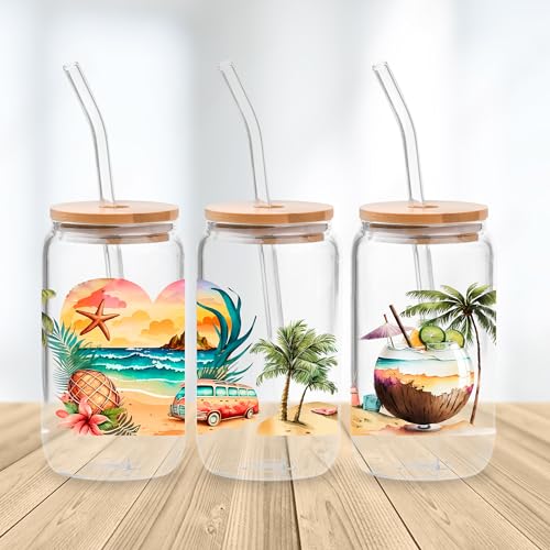 Camping UV Transfer Sticker 5 Sheet Waterproof 3D Camp Cup Wraps Stickers for 16OZ Glass Mug Rub On Transfer Furniture Craft DIY Crafts - style: Camp-5PCS