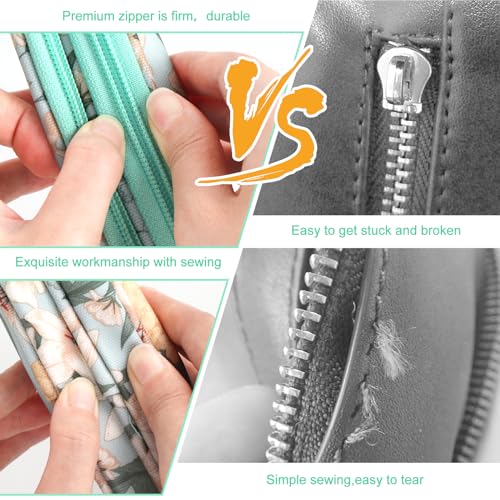 Katech Crochet Hook Case- Empty Hook Holder w/Zippe Pocket-Light Blue - color: Light Blue