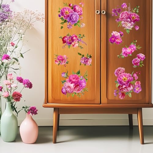 3 Sheets Vintage Rub on Transfers for Crafts and Furniture,Rose Pink Floral,Cold IOD Transfers Stickers,Rub on Transfer Furniture Decals Sticker for Wood Glass Desk DIY Home Decor 11.8x5.9'' - style: Style 8- Watercolor Painting with Flowers Patterns