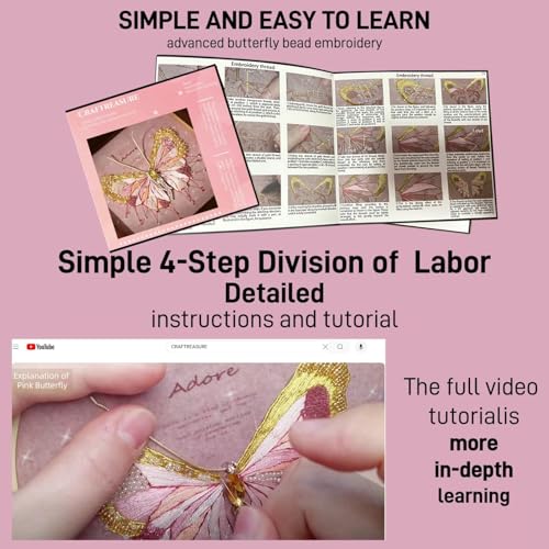 Bead Embroidery Kit for Adults with Instructions Video and Gift Box - color: Pink-Advanced