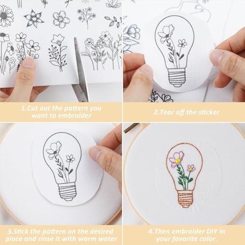 Bible Flower Embroidery Patterns, Water Soluble Stick and Stitch Paper