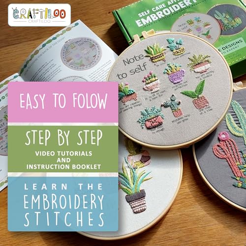Cactus Embroidery Kits for Adults - Stamped Beginner Hand Embroidery - color: Note To Self