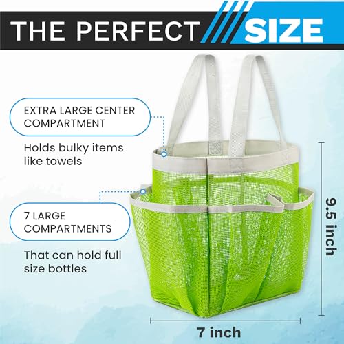 Handy Laundry Mesh Shower Caddy – 7 Pocket Portable Shower Caddy for Dorm, Gym, Travel & Bathroom – Quick-Dry Collapsible Organizer Tote Bag for College Essentials, Toiletries & Small Items (Green) - color: Portable Green
