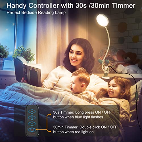 LiFMIRA Clip on Lamp Reading Light 5 Color Modes 10 Brightness 8W Silver - color: Silver