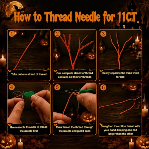VIGEGU Gnome Stamped Cross Stitch Kits for Adults Beginners with Hoop Frame - color: Halloween Gnome Cross Stitch with Framed