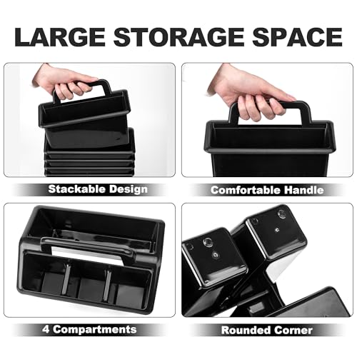 Plastic Caddy With Handle,Protable Classroom Craft Caddy, 6-pack Storage Caddy For Pencil,Pen,Craft Tools (Black) - color: Black