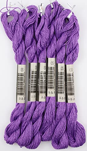 KCS 25 M/Skein Mercerized Pearl Cotton Crochet Needlepoint Thread,Size 5,6 skeins,Violet - color: Violet