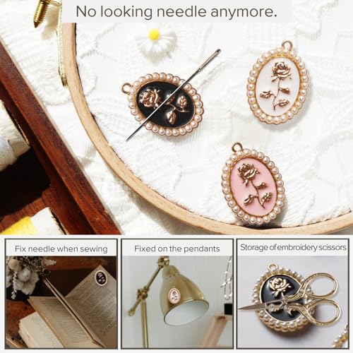 Needle Minder for Embroidery, 3pcs Magnetic Needle Keeper for Cross Stitch, Lovely Cartoon Pin, Needlework Storage Accessory, Gift for Cross Stitch Lover (45-Needle)