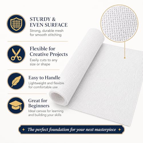 Needlepoint Canvas, 20" X 18", 13-mesh White Needlepoint Canvas Embroidery Blank White Cotton - color: White 13-mesh