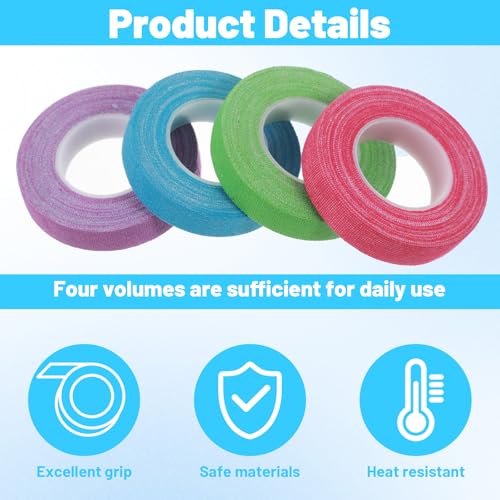 4PCS Thimble Tape for Hand Sewing, Self-Adhesive Finger Tape Sewing Finger Protector Breathable Nail Bandage for Quilting, Embroidery DIY Crafts (Rose Red, Green, Purple, Blue)