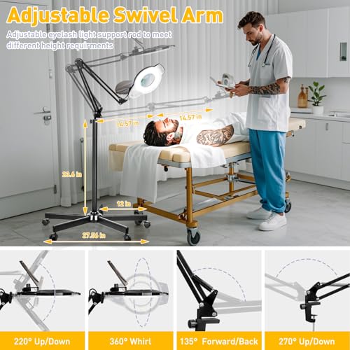 2200 Lumens Mag Lamp for Estheticians, 2-in-1 Magnifier Floor Light - color: Black