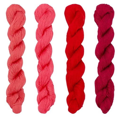 FREEBLOSS 4 Pcs Sashiko Thread Sashiko Skein 4 * 100 M Red Wine Colors - color: All Red