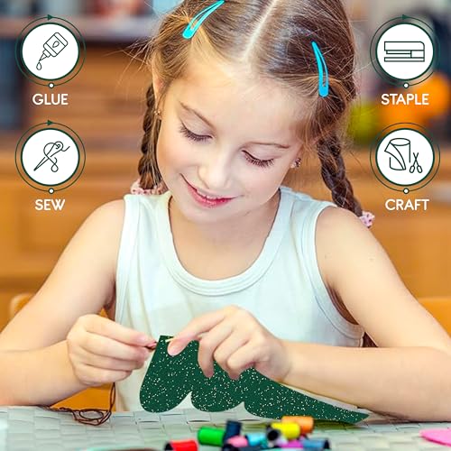 FabricLA | Glitter Felt Sheets | 1.6mm Thick | Vibrant Colors, Mess-Free, Durable Design, Easy to Cut & No-Shed for DIY Crafts, Costumes & Home Décor - 9x12 Inches - 5 Pieces White Glitter Felt - color: White ( 5 Pieces )