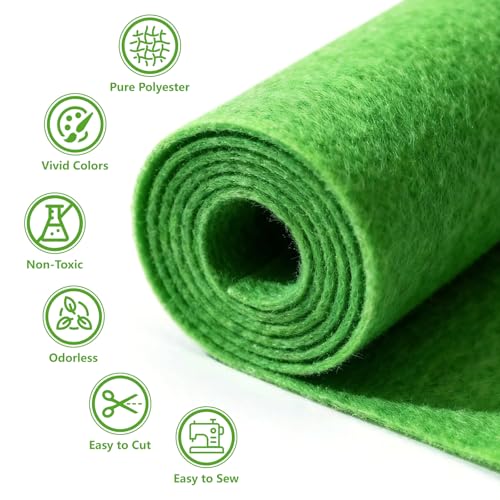 Green Stiff Felt Sheet 36'' X 36'', 1mm Large Felt Fabric Sheet for Crafts - color: Green