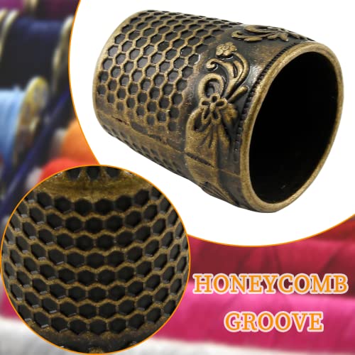 Coufce 4 Pcs Bronze Metal Sewing Thimble - color: bronze