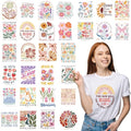 Dtf Transfers Ready to Press - 30 Sheets Boho Floral Iron on Transfers for T Shirts Stickers, Inspirational Bible Heat Transfer Vinyl Crafts, Flowers Iron on Decals for Clothes Bags DIY Designs