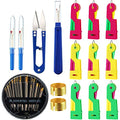 Mudder 46 Pcs Needle Threader Kit, Sewing Tool Kit for Hand Sewing with 30 Pcs Automatic Needle Threader, Embroidery Needles, Seam Ripper and Thimble for Beginners, DIY, and Travel