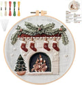 YOUDRN Christmas Embroidery Kits, Fireplaces Embroidery Kits for Adults - color: Fireplaces