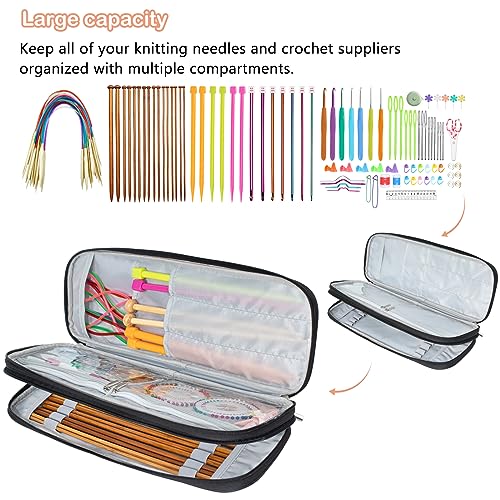 MYBAGZING Knitting Needle Case 14" Organizer for Straight &Circular Needles - color: Black, size: Fits up to 14 inches