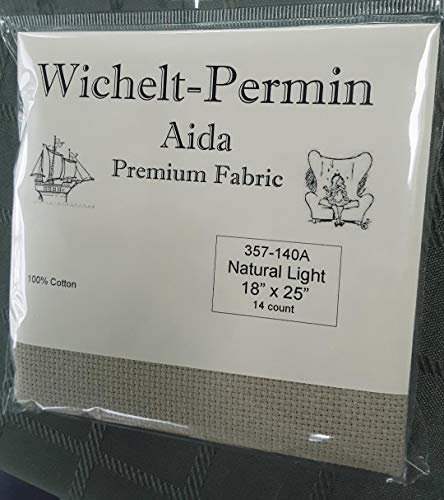 Wichelt Permin Premium AIDA Cross Stitch Fabric 14 Count Natural Light 18" x 25"