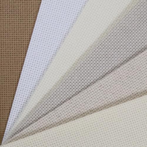 KCS 6 pc of 12" x 18" (30cmx45cm) 14 Count Cotton Aida Cloth Cross Stitch Fabric (14CT-G) - color: 14ct-g