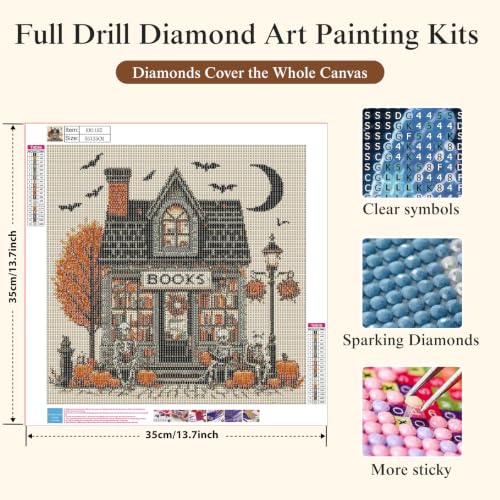 Halloween Bookstore Diamond Painting Kits for Adults,Book Diamond Art Kits - color: KM1185-1