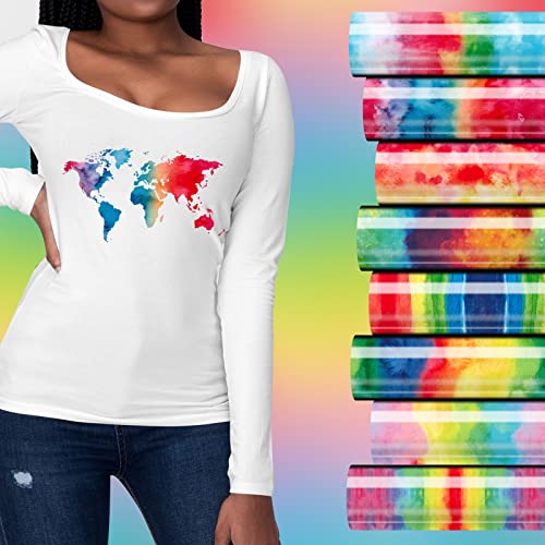 Tintnut Rainbow Watercolor Heat Transfer Vinyl,8 Pcs 12x10in HTV Vinyl - color: Light Watercolor