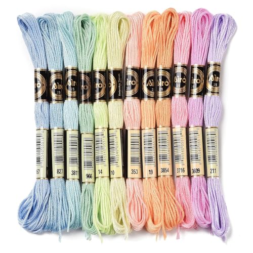 12 Skeins Spring Color Cross Stitch Threads 0.5mm Embroidery Floss 6 Ply Polyester Friendship Bracelets Floss Crafts Floss 12 Color 8.75 Yards(8m)/Skein - color: 12 Skeins, Spring Color