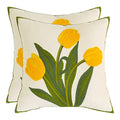 Embroidered Throw Pillow Covers 18x18 Pack of 2 Yellow Tulip - color: Yellow Tulip, size: 18" x 18" (Pack of 2)