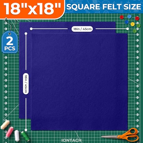 IONTACH 18" X 18" Soft Felt Sheets 1.6mm Thick (2 Packs, Royal Blue) - color: Royal Blue