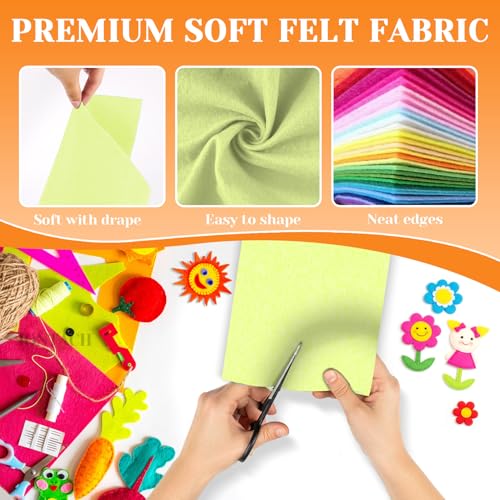 IONTACH 9" X 12" Felt Fabric Sheets 1.6mm Thick (12 Packs, Light Yellow) - color: Light Yellow
