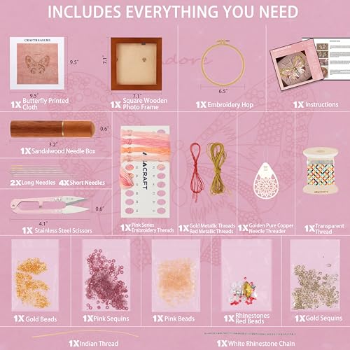 Bead Embroidery Kit for Adults with Instructions Video and Gift Box - color: Pink-Advanced