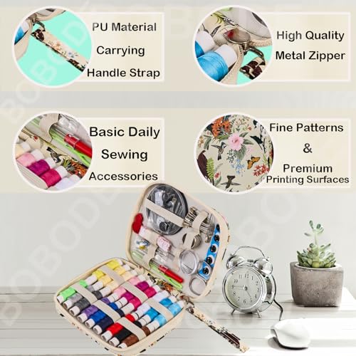 Travel Basic Hand Sewing Kit for Adults with Sewing Thread - color: Butterflies