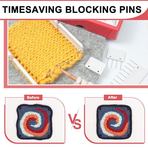 Knit Blockers Pins Kit, 25Pcs Knit Blocking Combs & 30 T-pins for Knitting Blocking Board Mats, Crochet Knitting Pins for Crochet Projects Sewing Lace Needlework Projects Tool (Purple) - color: Purple