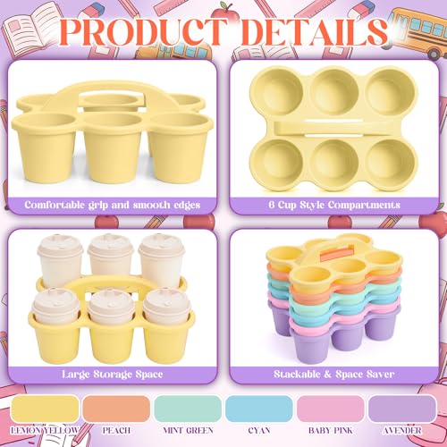 Suclain 6 Pcs Plastic Caddy Organizer with Handle Classroom, Macaron Color - color: Macaron Color