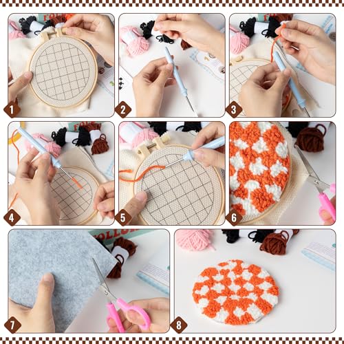 WATINC Punch Needle Coaster Kit - DIY Craft for Beginners, Checkerboard - color: Checkerboard
