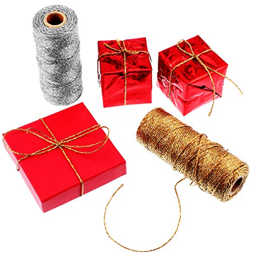 Pangda Christmas Twine Metallic Bakers Wrapping Twine, 1 mm, Gold, Sliver - color: Gold, Sliver, size: 1 mm